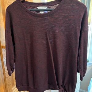 Christopher & Banks Burgundy Tie-Hem Lightweight Sweatshirt